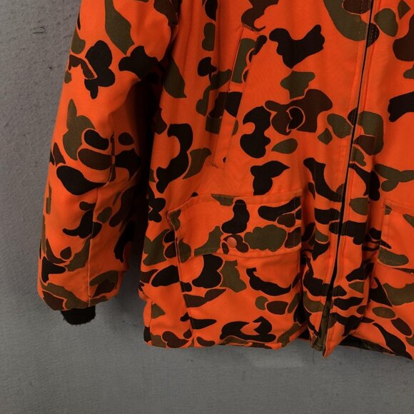 Reversible Hunting Jacket Mens Large Camo Blaze Orange Quilted Pockets Insulated - Picture 13 of 16